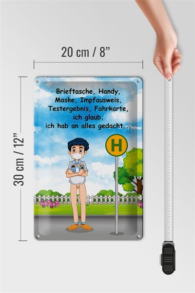 Blechschild Spruch 20x30cm Maske Impfausweis alles gedacht