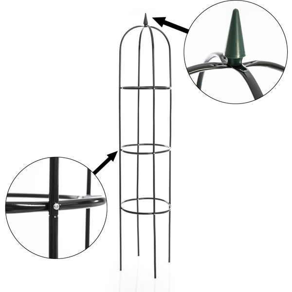Pflanzenstütze aus Metall mit drei Ringen zur Pflanzenführung