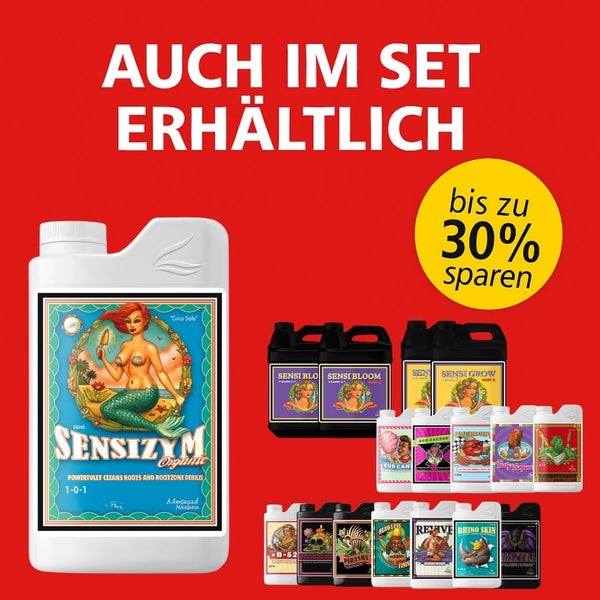 Abbildung verschiedener Advanced Nutrients Produkte, erhältlich im Set. Bis zu 30 Prozent sparen.