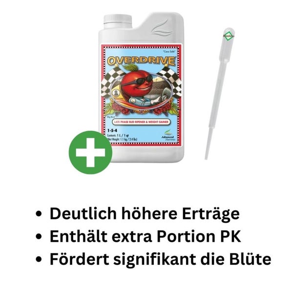Advanced Nutrients Overdrive 500 ml – Maximale Blütenbildung & Ertrag in der Endphase, Hochwirksamer Blütestimulator für Gesunde, Massive Pflanzen