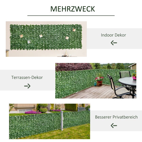 Outsunny Künstliche Hecke,Dunkelgrün, Stoff, PE, 300 x 100 cm