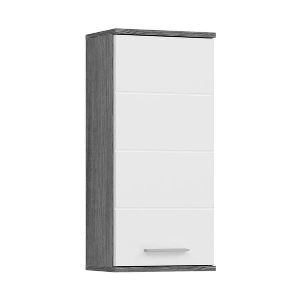 Blake Badschrank wandhängend 1 Tür Hochglanz weiß,rauchfarbenen. 35 X 25 X 77 cm
