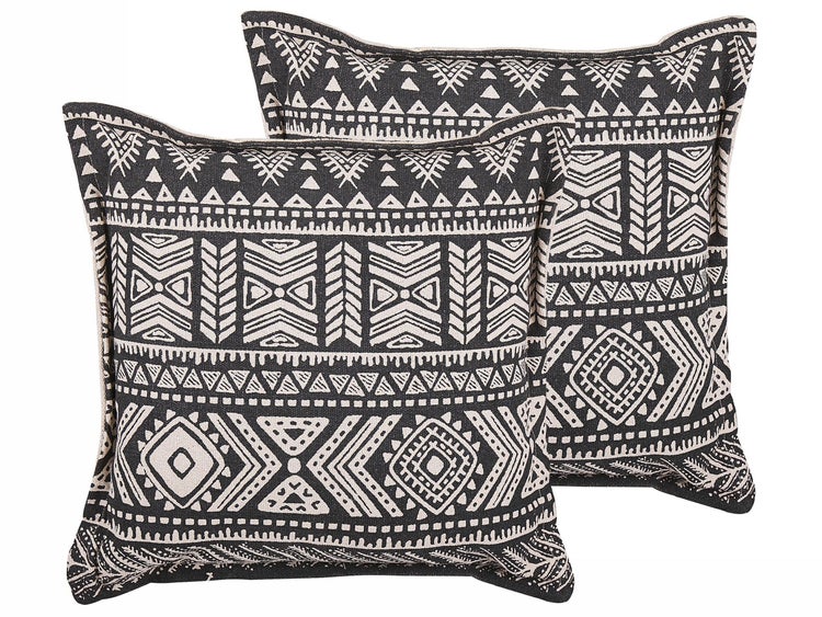 Dekokissen 2er Set SIRVAN Baumwolle 45 x 45 cm Schwarz Geometrisches Muster