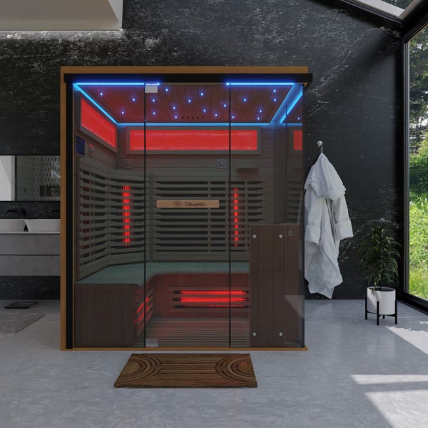 Dewello® Infrarotkabine Infrarotsauna KENORA 160cm x 120cm inkl. 7 Vollspektrumstrahler, 3 Karbonstrahler, LED