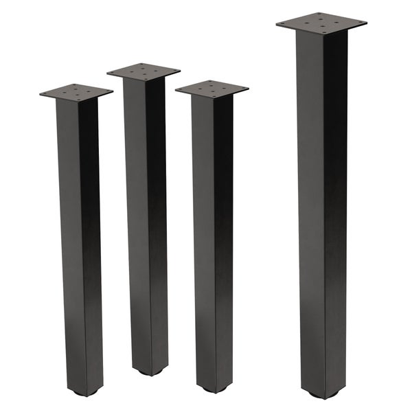 ML-Design 4er Set Tischbeine I-Design 90 cm, Dunkelgrau, Optik Industrial, Stahl pulverbeschichtet, Profil 8x8 cm, Höhenverstellbare Möbelfüße, Möbelbeine für Konsolentisch, Schreibtisch, Arbeitstisch