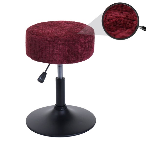 Höhenverstellbarer Hocker mit rundem Sitz und Stoffbezug