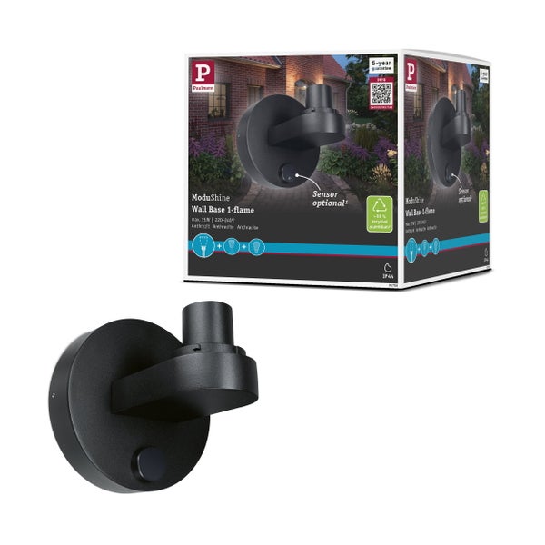 ModuShine Wandhalter Einfacher Lichtaustritt IP44 rund Anthrazit
