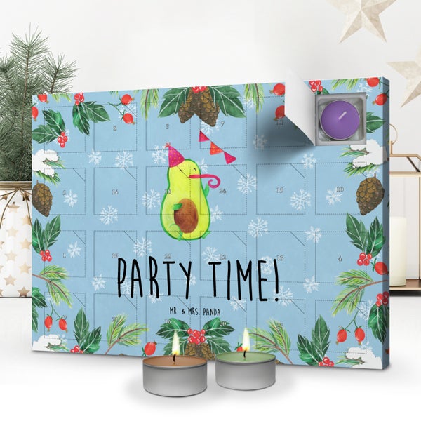 Mr. & Mrs. Panda Duftkerzen Adventskalender Avocado Party Zeit - Blau Pastell