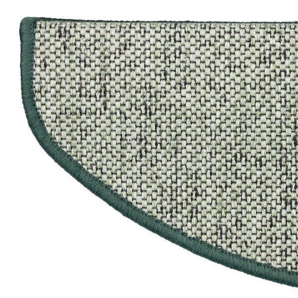 FLOORDIREKT Stufenmatte Sabang - Sisaloptik - Gekettelter Rand & Selbstklebend - Grün - 19 x 56 cm - Halbrund
