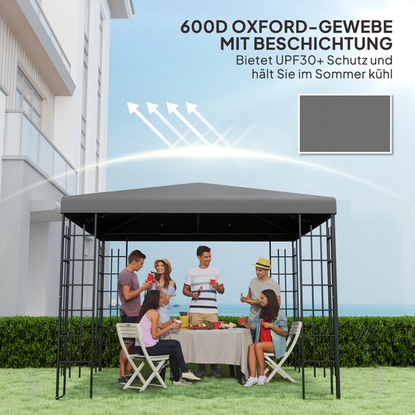 Outsunny Ersatzdach für Pavillon 3 x 3 m, wasserdicht Pavillondach, Ersatzbezug für Gartenpavillon, Ersatzteile aus Oxford-Stoff, 370 g/m², Dunkelgrau