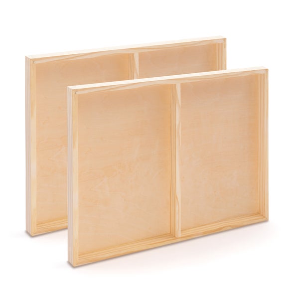 Holz-Malgrund 2er Set 30x20 cm (LxB) Birkenholz naturbelassen, Tiefe 3,8 cm  naturfarben