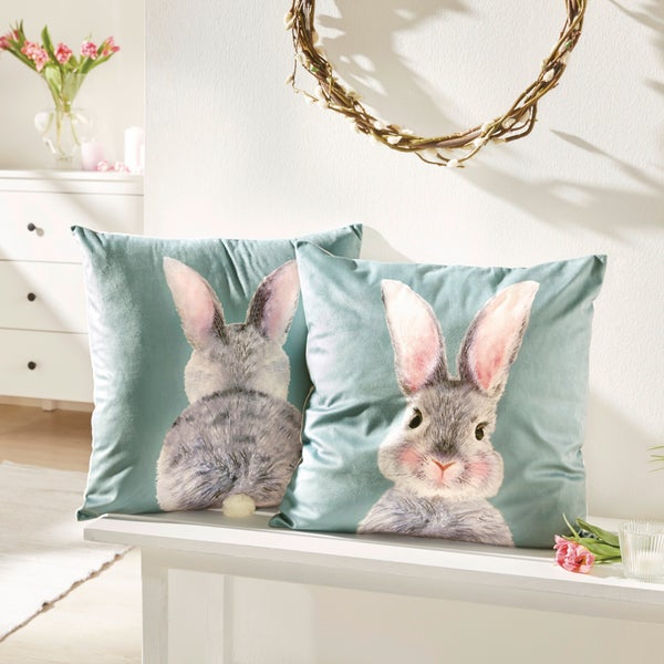 FRANK FLECHTWAREN | Kissenhülle Häschen, 2er Set, POLYESTER, 45 x 45 cm