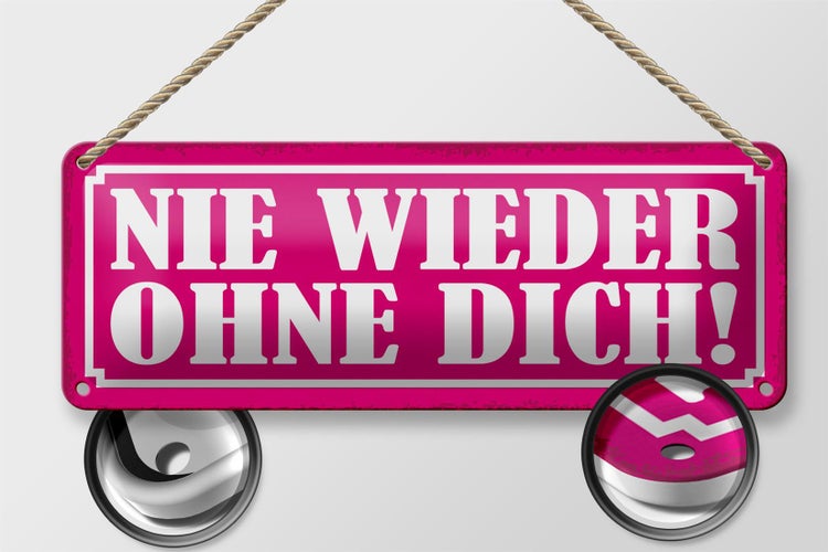 Blechschild Spruch 27x10cm Nie wieder ohne dich Dekoration