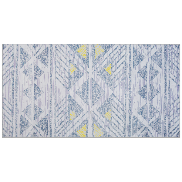Teppich grau-gelb geometrisches Muster 80 x 150 cm KARGI