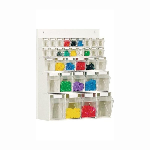 Lockweiler Klarsichtmagazin mit Holzrückwand H 684 x B 600 x T 185 mm weiß - 1573313