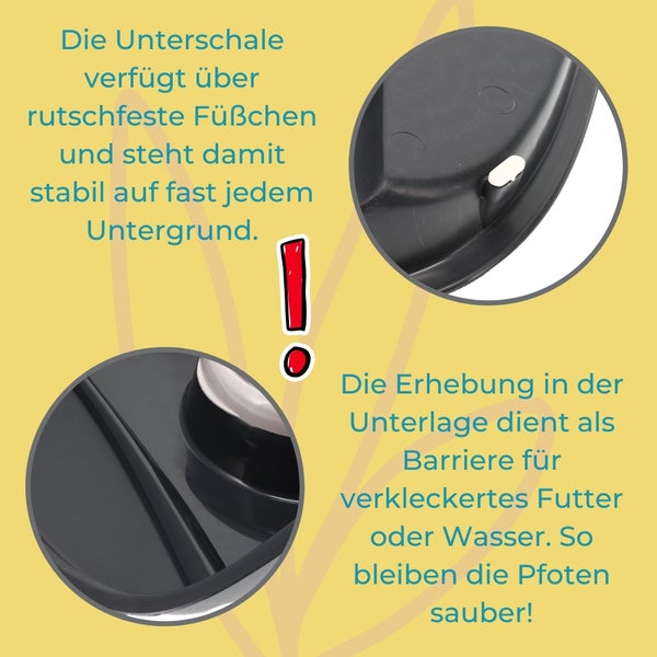 Hundenapf mit Unterlage Futternapf mit Spritzschutz Doppelnapf Hund Hundenapf Set mit Unterlage mit Rückwand Futterstation 2 Näpfe Napfunterlage erhöht Futterbar Katze