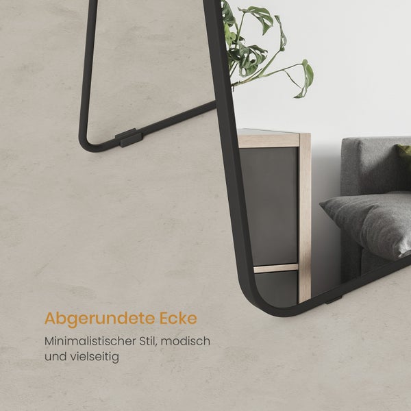 EMKE Standspiegel 140 x 40 cm, Schwarz, 5 mm Kupferfreier & Gehärteter HD-Spiegel, Wandmontage und Bodenstehend, Mit Schwarzem Stützrahmen, Ideal für Ankleidezimmer und Schlafzimmer