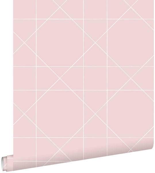 ESTAhome Tapete grafische Linien Altrosa - 0,53 x 10,05 m - 139091