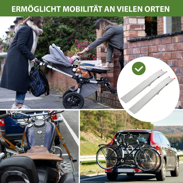 TRUTZHOLM 2 x Alu Auffahrrampen 205 cm 680 kg Tragkraft klappbar rutschhemmend gerillt Verladerampen