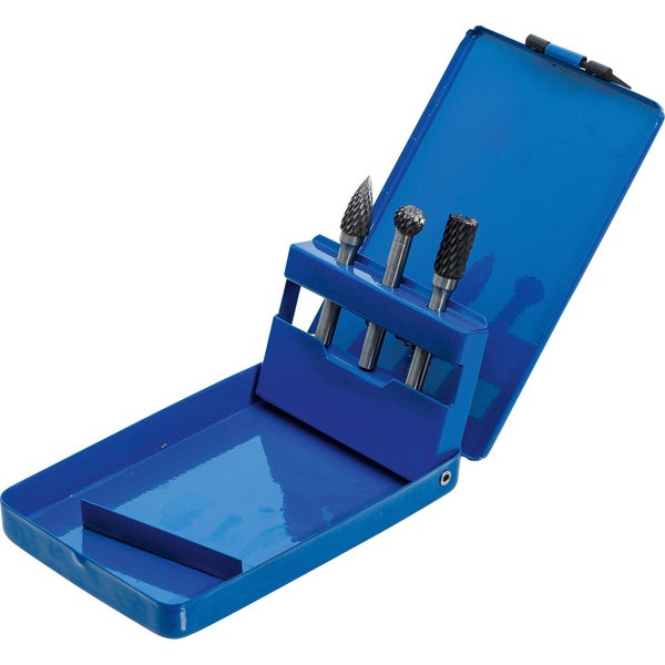 Frässtifte-Set im geöffneten, blauem Etui