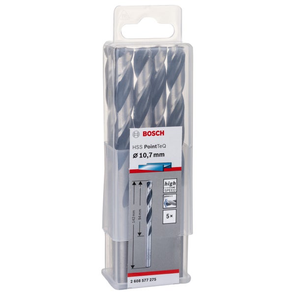 Bosch HSS PointTeQ Bohrer Set, Durchmesser 10,7 mm, 5 Stück