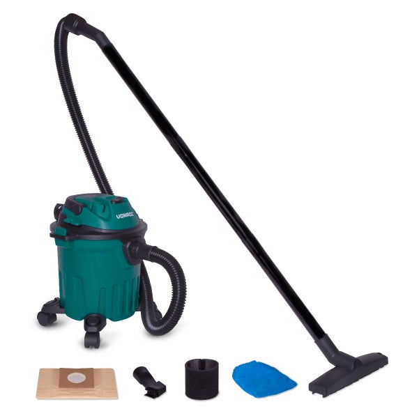 VONROC Nass und Trockensauger - Nasssauger, Industriesauger trocken und nass - Werkstattsauger 1000W - 12L Tank - 1,5m Schlauchlänge - inklusive Zubehör