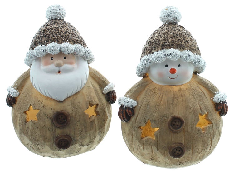 FRANK FLECHTWAREN | LED-Figur Winterfreunde, 2er Set, 8 x 8 x 12 cm, POLYRESIN, KUNSTSTOFF
