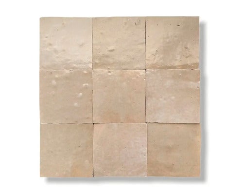 Handgefertigte Wandfliese Zellige Alhambra 08 Cafe au Lait 10x10cm glänzend