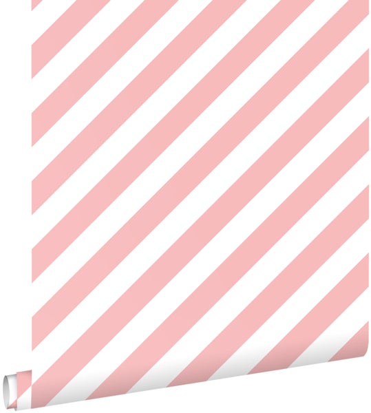 ESTAhome Tapete Streifen Rosa und Weiß - 50 x 900 cm - 139953