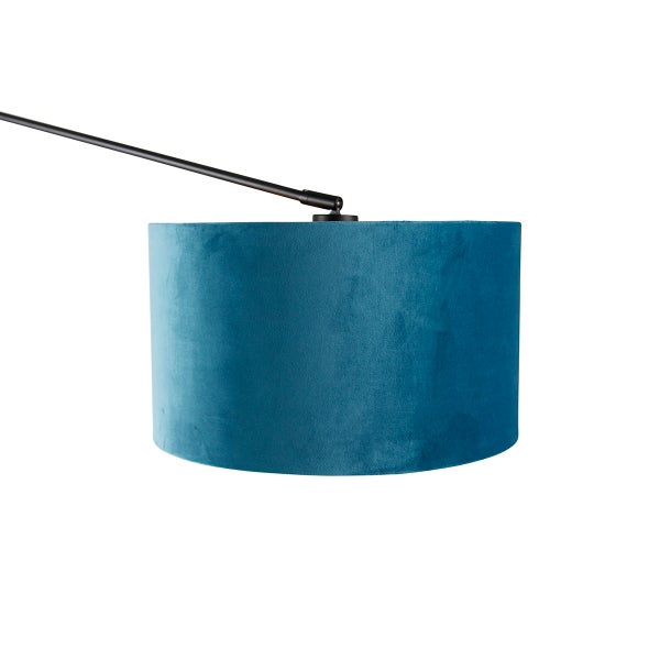 Wandleuchte schwarz mit Veloursschirm blau 35 cm verstellbar - Blitz