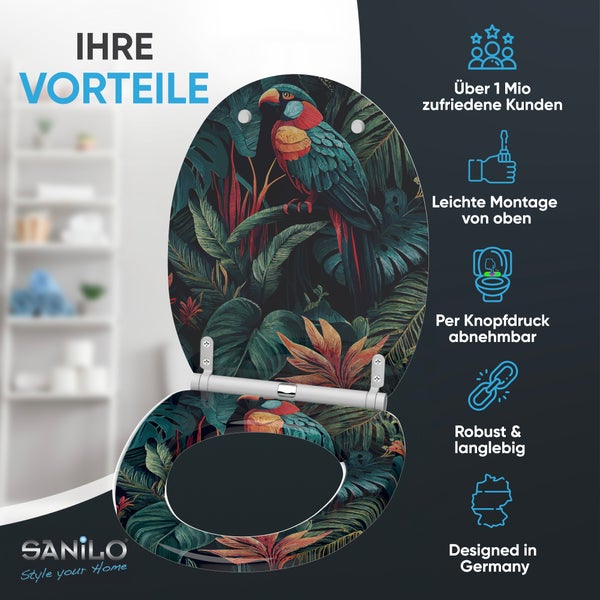 Sanilo WC-Sitz mit Papageienmuster