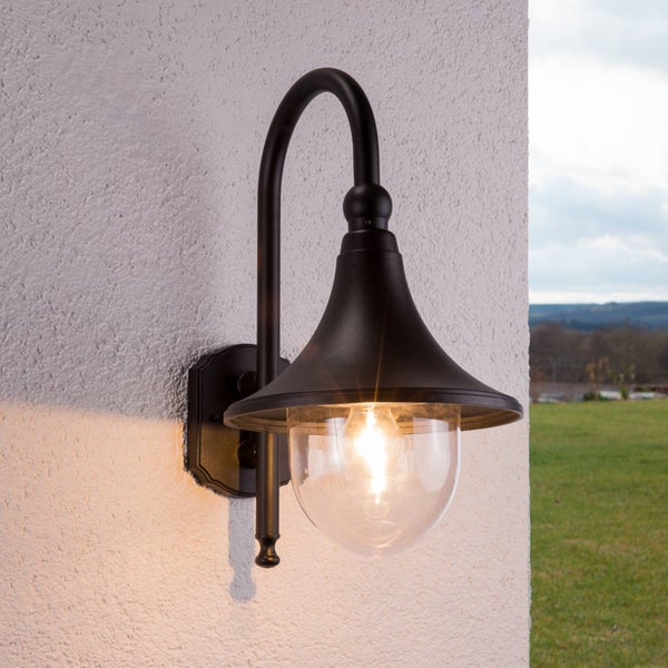 Lindby Wandleuchte außen Daphne (spritzwassergeschützt (Modern) in Schwarz aus Aluminium (1 flammig, E27) - Außenwandleuchten Wandlampe Led Außenlampe Outdoor für Außenwand/Hauswand