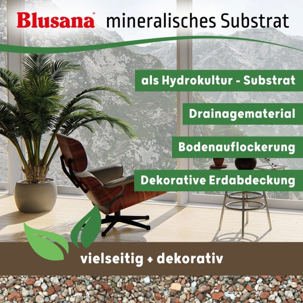 Blusana Mineralisches Pflanzsubstrat vorgedüngt für Pflanzen 30 Liter Bims Lava-Stein Zeolith Ton Mix Granulat feine Körnung 2-5 mm pH neutral Hydrokultur Drainage & Dekoration