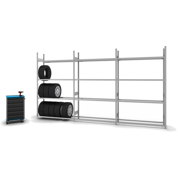 PROREGAL Reifenregal Stecksystem T-Profil Grundregal HxBxT 250 x 150 x 40 cm 4 Ebenen Fachlast 150 kg Verzinkt