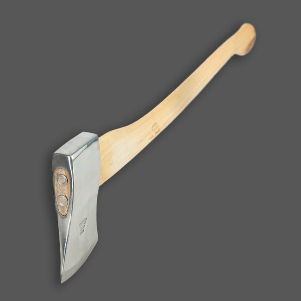 Spaltaxt mit Metallkopf und langem Holzstiel aus Hickoryholz