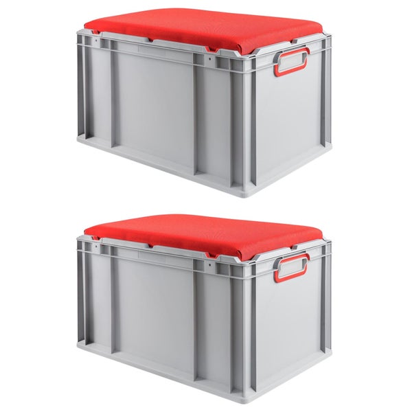 PROREGAL Eurobox NextGen Seat Box Rot HxBxT 36,5 x 40 x 60 cm 65 Liter Griffe Geschlossen Eurobehälter Sitzbox Transportbox