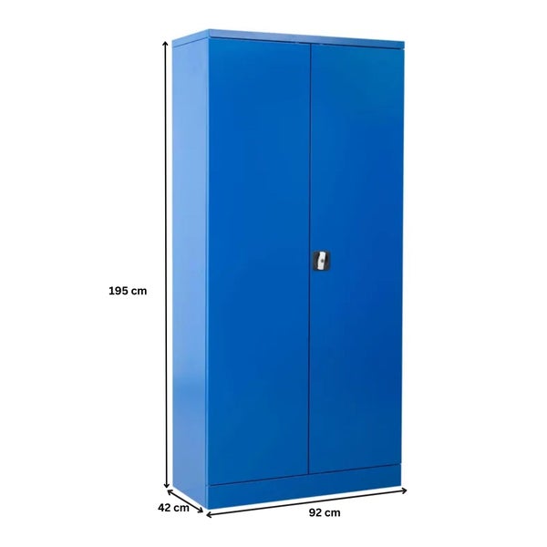 PROREGAL Stahlschrank Bee 4 Fachböden HxBxT 195 x 92 x 42 cm Pulverbeschichtetes Fachbodenmaterial Blau & Blau