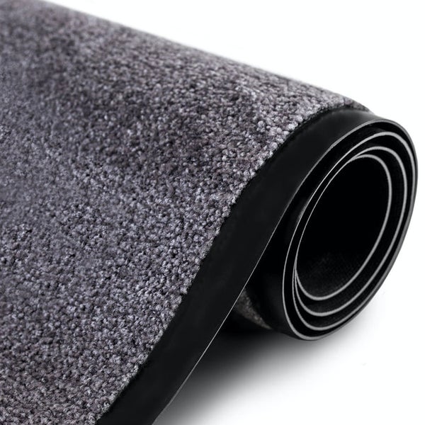 FLOORDIREKT Fußmatte Rhine - Unicolor - Schmutzfangmatte für Innen & Außenbereiche - Beige-Grau - 90 x 300 cm
