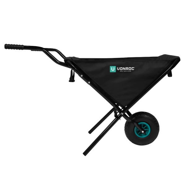 VONROC Schubkarre 50 Liter - Schubkarren faltbar mit Vollgummireifen - Ideal als Gartenwagen und Transportkarre - Bis 30kg Belastbarkeit