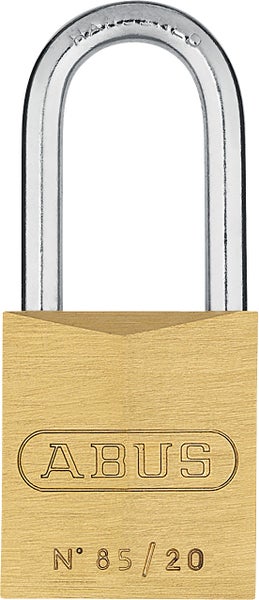 ABUS Vorhängeschloss Nummer 85/20 aus Messing mit hohem gehärtetem Stahlbügel.
