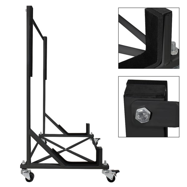 ECD Germany Hardtopständer mit 4 feststellbaren Rädern inkl. Bezug - Schwarz - aus pulverbeschichtetem Stahl - Hardtop Ständer Hardtophalter Aufbewahrung Trolley Hülle Abdeckhaube Schutzbezug Cover