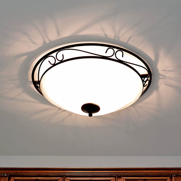Deckenleuchte mit dekorativem Metallrahmen und Glasabdeckung