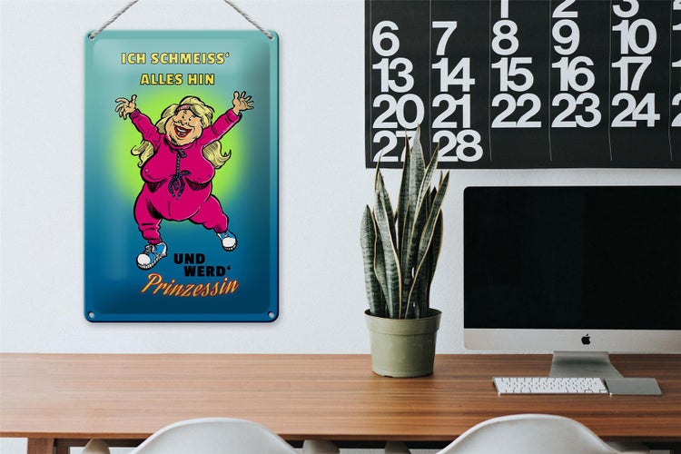 Blechschild Spruch 20x30cm Schmeiss alles hin werd Prinzessin