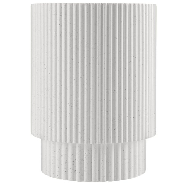 Zylindrischer Pflanztopf mit Rillenstruktur, zweistufigem Design und gesprenkelter Oberfläche.