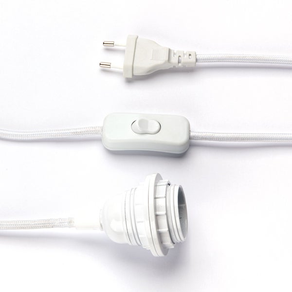 Anschlusskabel 4 m mit Stecker & E27-Fassung – Textil, für DIY-Leuchten Weiß