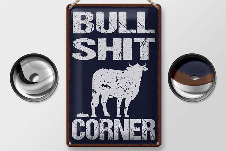 Blechschild Spruch 20x30cm Bullshit Corner lustig