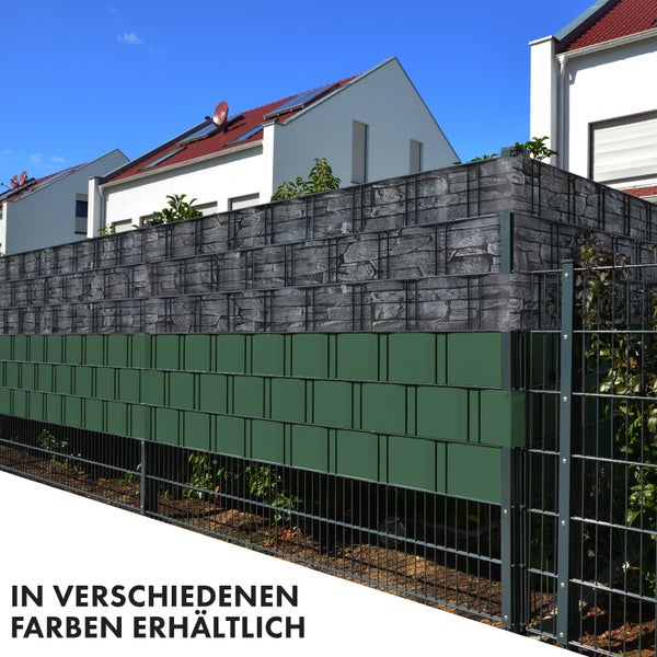 FLOORDIREKT PVC Sichtschutzstreifen 19 cm x 35 m für Gartenzäune Blickdicht Schiefer