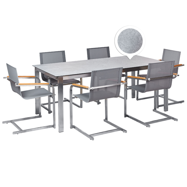 Gartenmöbel Set 6-Sitzer COSOLETO Sicherheitsglas Grau
