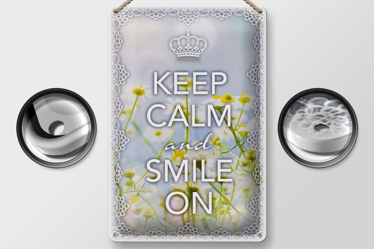 Blechschild Spruch 20x30cm Keep Calm and smile on Krone