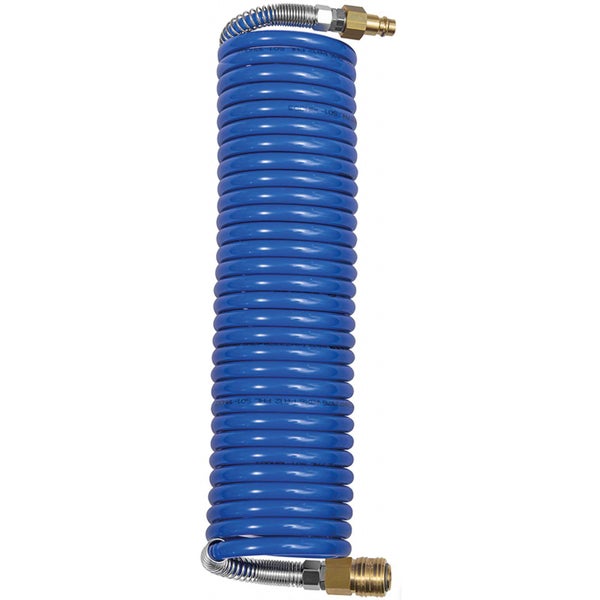 Blauer Druckluftschlauch mit Anschlüssen